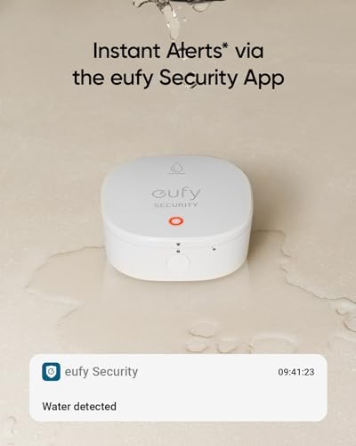 eufy Security Water and Freeze Sensor with Remote Alerts, IP65 Waterproof, 2-Year Battery Life, HomeBase Required, Compatible with HomeBase 2 and 3, Optional 24/7 Protection Service, App Control