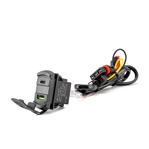 Wsays Dual USB Tpye C Rocker Plug & Play Switch Charger/Outlet 12v PD & QC 3.0 with LED Voltmeter Display Compatible with Polaris RZR Ranger General | Plug & Play Switch, 12v PD & QC 3.0 Dual Outlet with LED Voltmeter Display