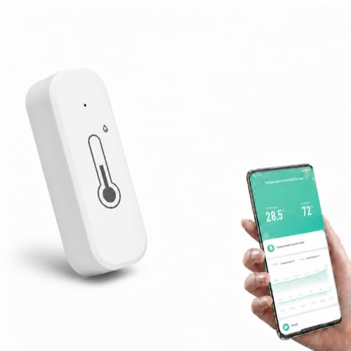 Loopo Smart WiFi Hygrometer Thermometer, 2.4GHz Indoor Temperature Humidity Sensor with Tuya Smart Life App Alerts, Remote Monitoring, Smart Home, Works with Alexa & Google, No Hub Needed,(1pack)