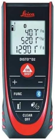 Leica Geosystems DISTO D2 New 330ft Laser Distance Measure with Bluetooth 4.0, Black/Red, 1.7 x 1 x 4.6 inches | Bluetooth 4.0