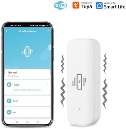 UHPPOTE 2.4GHz WiFi Vibration Sensor Shock Alarm Detector No Hub Required | for Door Window Drawer Work with Tuya APP