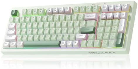 LEOBOG X Aula Green Keyboard Wireless Gaming Keyboard Creamy Silent | 98 Keys,Quiet,RGB Backlit,2000mAh Computer Keyboards Membrane Creamy Keyboard with Number Pad,Tri-Mode BT/2.4GHz/USB-C