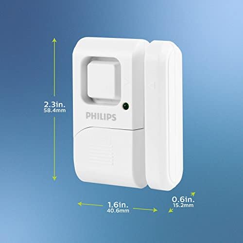 Philips Personal Security Window and Door Alarm, 4 Pack, Wireless Chime | DIY Protection, Burglar Alert, Easy Installation, Ideal for Home, Garage, Apartment, RV and More, LRM3320W/27
