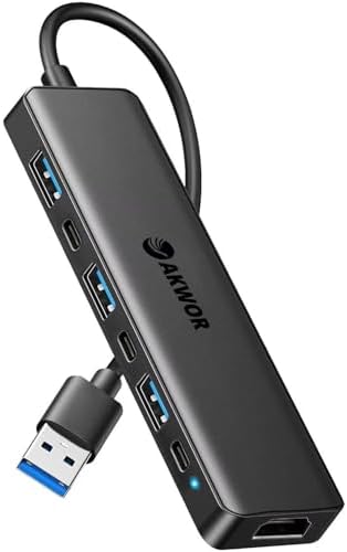 USB 3.0 to HDMI Adapter, USB 3.0 Hub with HDMI 1080P, USB-A&C Data & Power Ports, Docking Station Extender for Monitor, PC, Laptop, Desktop Support Windows 7/8/10 & Mac OS