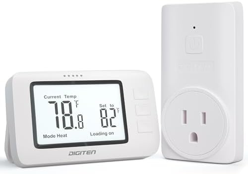 DIGITEN Wireless Thermostat WTC100 Pro Temperature Controller for Cooling & Heating, Remote Controlled Outlet, Easy-to-Use and Non-Programmable Plug in Thermostats for Home