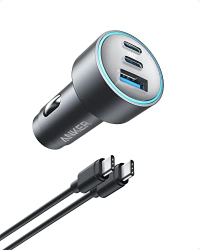 Anker 535 67W 3-Port Compact PowerIQ 3.0 USB C Car Charger | Fast Charging Adapter for iPhone 17 / 16 / 15 / 14 Series, Galaxy S25 / S24 / 23, MacBook, iPad, and More (Cable Included)