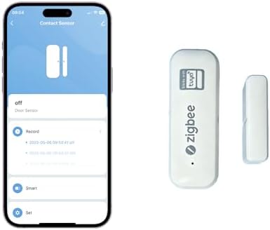 Loopo Tuya-Compatible Zigbee Door Window Sensor, Smart Contact Sensor with App Alerts, Compatible with Alexa &amp; Google Assistant via Smart Life App, Zigbee Hub Required, AA Battery Powered, 4 Pack