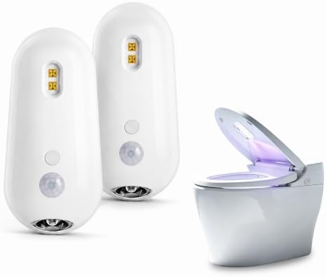 2 Packs Toilet Night Light with Motion-Activated, RGB Smart Toilet Bowl Night Light with USB Rechargeable, Waterproof, Adhesive-Mounted for Home/Shared Bathroom