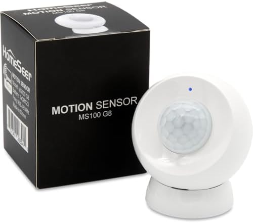 HomeSeer Smart Motion Sensor (MS100 G8), 800 Series Mesh & Long Range Z-Wave Technology, Compatible with HomeSeer, Home Assistant, Hubitat (1-Pack)
