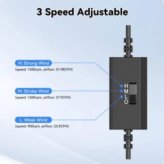 ELUTENG 140mm Dual USB Computer Fan with Temperature Controller Flow VR Blower for 3 Speed Control Max 1500RPM Cooling Ventilator with 8 Silicone Pads for Laptop/Receiver/DVR/Computer Cooling