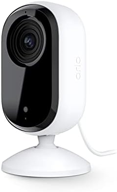 Arlo Essential Indoor Security Camera 2K (2nd Gen, 2023 Release) - Wired Plug-in Power, Person Recognition, Animal Detection, 1-Month Trial of Secure Plan, Automated Privacy Shield, 1 Cam, White