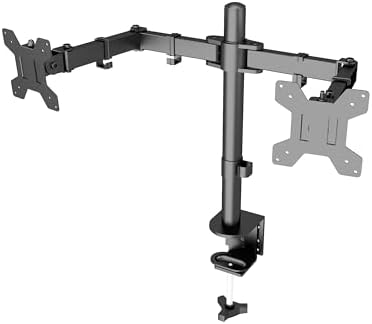 Simple Trending Dual Monitor Stand, Monitor Arm, Heavy Duty Adjustable Monitor Desk Mount for 2 Screens up to 27 Inches, (Black)