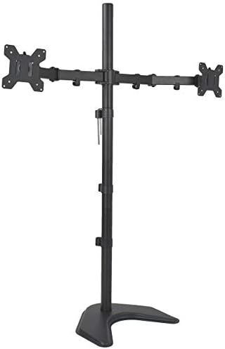 VIVO Dual 13 to 27 inch LED LCD Monitor Free-Standing Desk Stand, Holds 2 Screens, Heavy-Duty Fully Adjustable Arms with Max VESA 100x100mm, Extra Tall 40 inch Pole, Black, STAND-V012F
