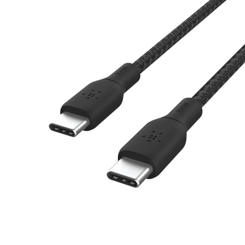 Belkin USB C to C 100W Braided Cable, 6.6ft, iPhone Charger Cord | 100W USB-C Power Delivery, iPhone 17/16, Samsung Galaxy S25, Pixel 10, AirPods, iPad Pro, MacBook, Nintendo Switch 2, travel