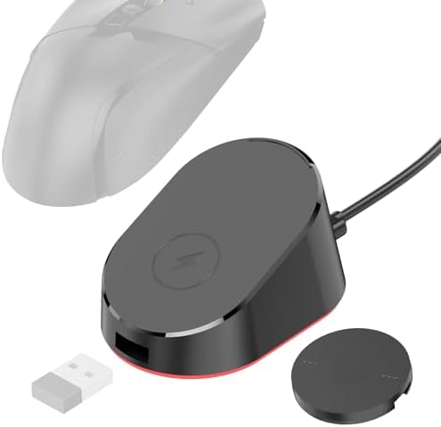 Compact Magnetic Computer Mouse Charging Dock R3 for Razer Basilisk V3 Pro, Cobra Pr, Naga V2 Pro, Auto Shut-Off, Switch LED Charge Status, Anti-Slip Base, 6.6ft Cable