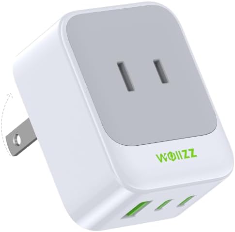 5-in-1 Wall Outlet Extender, Supports PD 30W/QC 18W Fast Charging, Multi Plug Foldable Wall Charger with 5 Ports 2 AC, 2 USB-C, 1 USB-A for MacBook Pro, Galaxy, Dell, iPhone 17/16, iPad Pro, and More