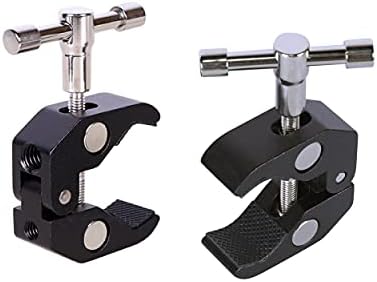 Super Clamp with 1/4 and 3/8 Thread for Photography,Camera Monitor, LED Light,Umbrellas, Plate Glass, Cross Bars, Hooks, Shelves, Photo Accessories-2Pack