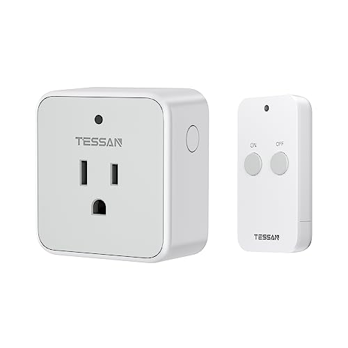 TESSAN Remote Control Outlet, 1 Remote + 1 Outlet | Wireless Light Switch, On Off Switch Plug, 100ft RF Range, 15A/1875W