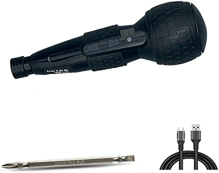 3.6V Cordless Electric Screwdriver USB-C Rechargeable LED Kit BLK | Compact 3.6V cordless screwdriver with USB-C fast charging, LED light, and 2-in-1 manual/electric mode for home repairs