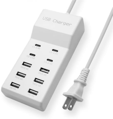 Multiple USB Charging Station for Multiple Devices USB Power Strip | 10 port USB charging block with 4 USB C and 6 USB A charging ports,USB Charging Hub for home office use