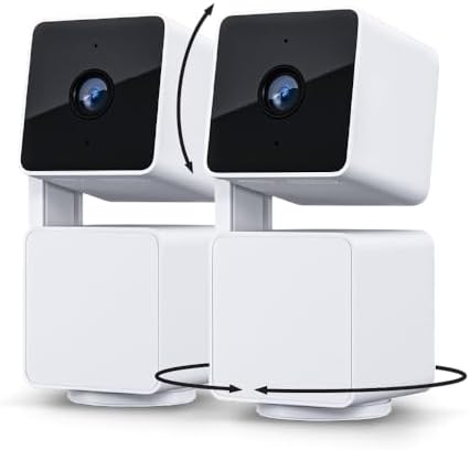 WYZE Cam Pan v3 Indoor/Outdoor IP65-Rated 1080p Pan/Tilt/Zoom Wi-Fi Smart Home Security Camera with Color Night Vision, 2-Way Audio, Compatible with Alexa &amp; Google Assistant, White, 2-Pack (Renewed)
