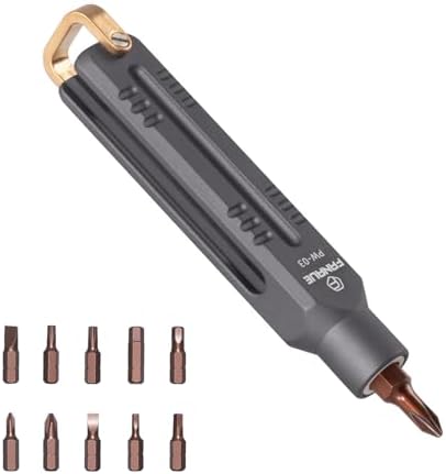 FANAUE EDC Precision Screwdriver Set, Magnetic Mini Screw Driver with 10 S2 Steel Bits & Portable Aluminum Handle, Compact Multi-Bit Pocket Tool for Electronics, Household Fixes, and DIY Projects
