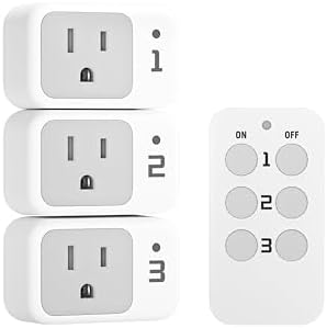 TESSAN Remote Control Outlet Plug, Remote Light Switch Wireless, 100FT RF | Electrical Light Switch, Plug in Wall Plug with ON/OFF Switch, For Indoor String Lights, Lamps, Home Small Appliances