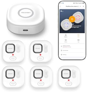 TECKNET Wi-Fi Water Leak Detector Kit, 120dB Smart Water Sensor with APP Push and Sound Alarm, Water Alarm Leak Detector for Home Kitchen Bathroom Basement (5 Sensors + 1 Gateway, Batteries Included)