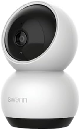 Swann EVO 2K Pan-Tilt Indoor Wi-Fi Security Camera: 2K HD video, plug-in, auto tracking, sound/motion/pet/person detection, live view, night vision, 2-way talk/siren, baby monitor, local/cloud storage