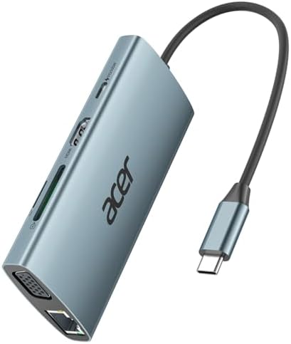 Acer USB C Hub with 4K HDMI, 9-in-1 Laptop Docking Station with 1080P VGA