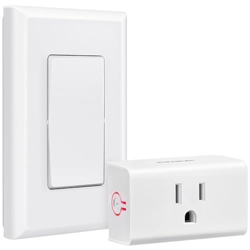 SURAIELEC Wireless Light Switch Remote Control Outlet, No Wiring Needed, 100 FT Range, Pre-Programmed, Remote Outlet Wall Switch for Plug in Pendant Light, Lamp, Christmas Tree, Holiday Decorations
