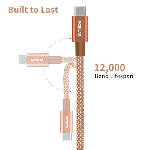 USB C to USB C Cable 3 Pack,Nylon Braided 3Pack 60W 6.6FT Type C Fast Charging Cord Compatible for for iPhone 17/16, Galaxy S25, Pixel 9, MacBook, Chromebook, iPad Pro (Brown, 3Pack-6.6ft)