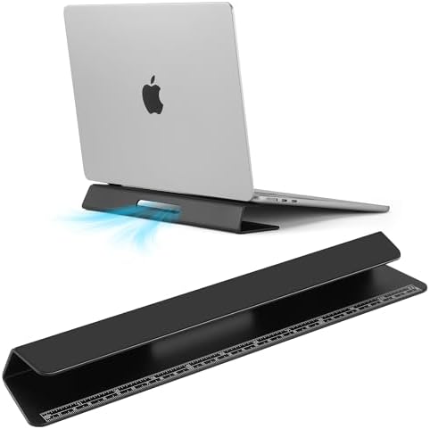 Portable Laptop Wedge Airflow Cooling Stand, Aluminium Laptops Feet Legs Improved Ergonomics, Stability, and Versatility - Compatible with MacBook and All Laptop, with Ruler