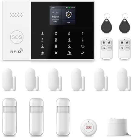 Home Alarm System Wireless,16Pcs WiFi+4G with Phone App & Remote Control Alarm System,Door/Window Sensors,Motion Detectors,for Smart Life or Tuya APP,Compatible with Alexa NO Monthly Fees