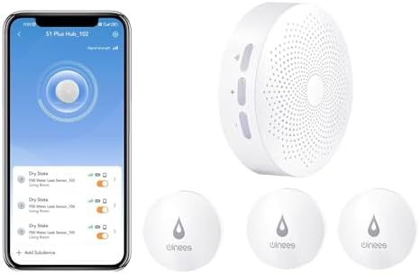Winees WiFi Water Leak Detector, 3 + 6 Pack Water Sensors with 100dB Adjustable Alarm, Leak Alert Email&SMS Notification, 100M Transmission for Basement, Bathroom, Laundry, IFTTT, 2.4G WiFi Only