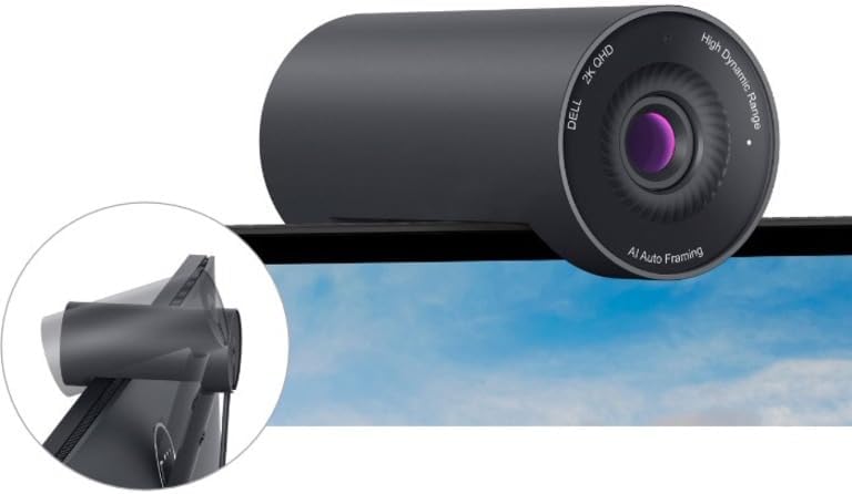 Dell 4K UHD Webcam WB7022, Sony Sensor, Teams Certified | Advanced AI auto framing