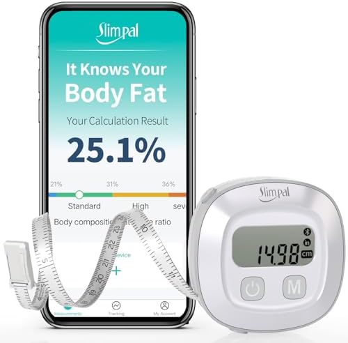 Slimpal Smart Body Measuring Tape, FSA Eligible HSA Tape for Weight Loss | Digital Bluetooth Body Tape Measure with App, Retractable Waist Hip Bust Arm Measuring Tape for Body Fat BMI Fitness Tracking