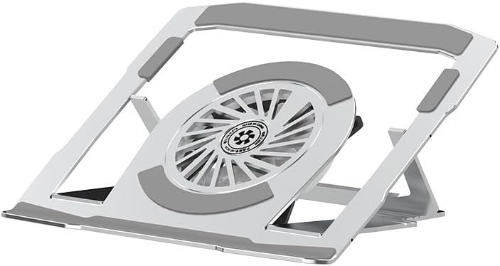 BudddhiGear Laptop Stand, Aluminum Heat Dissipation, Built-in Fan, 6 Height Adjustment, Rotatable, for Laptop