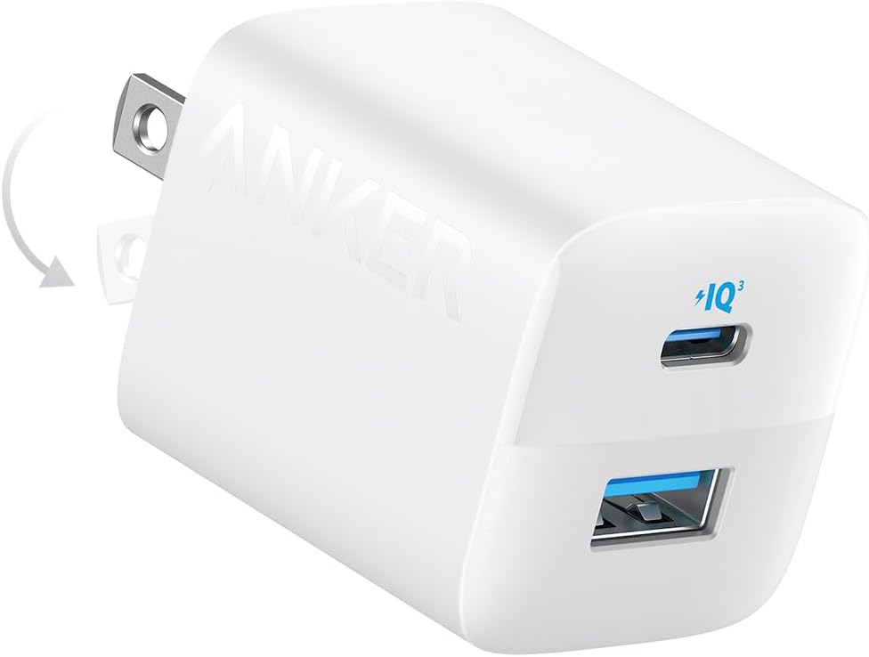 Anker 33W 2-Port Compact USB Charger Block, Foldable Type C Charger | Dual-Port for iPhone 17/16 Series, Galaxy, and More, Travel-Friendly Foldable Plug(Cable Not Included, Black)