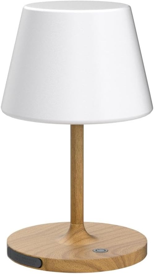WEILAILUX Outdoor Battery Operated Table Lamp Waterproof, 4000mAh Cordless Table Lamp Rechargeable, Touch Dimmable Desk Lamp, LED Night Light for Patio Camping Restaurant Home (Wood Grain, 9.6in)