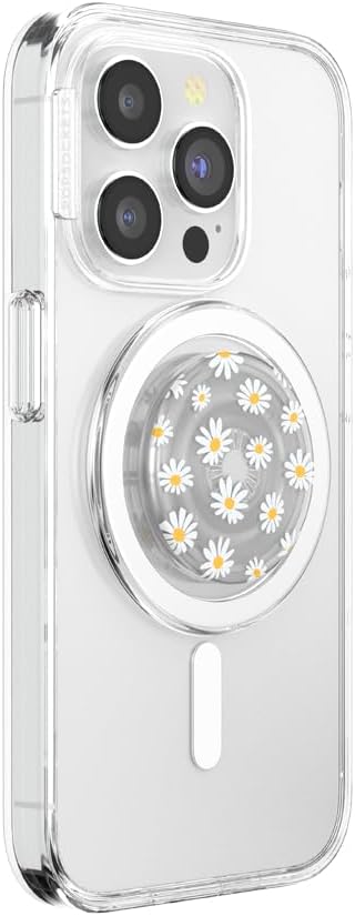 PopSockets Phone Grip for MagSafe, Magnetic Holder, Phone Stand, Daisy - Translucent He Loves Me Not