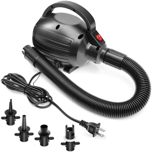 Electric Air Pumps for Inflatables Air Mattress Gymnastics Track Mat Quick Fill Inflator/Deflator for Pool Floats Dock Raft,4 Nozzles, 110-120V AC (400W)