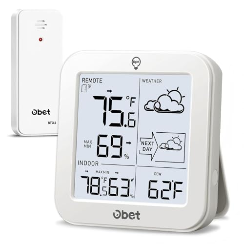 Indoor Outdoor Thermometer Wireless 500 FT Outdoor Thermometer with Sensor