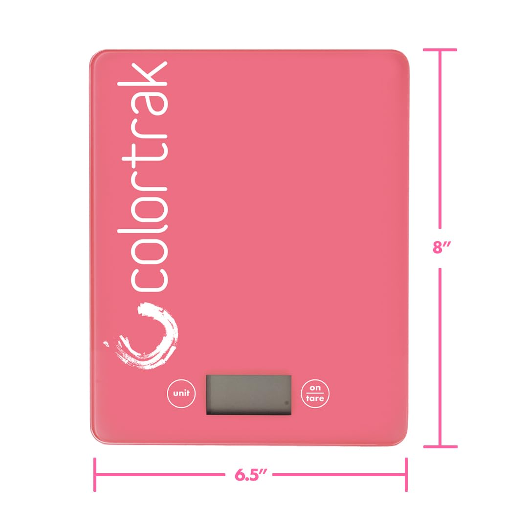 Colortrak Digital Scale, Tempered Glass, 8" x 6.5" | Measures lb, Oz, ml, G & Kg Quantities, Sleek Design Fits Most Color Trays & Stations, Designed for Professional Salons