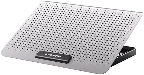 Aluminum Laptop Cooling Pad, Laptop Cooler Stand with 7 Height Adjustable, Laptop Fan Cooling Pad for Laptop 12-15.6 Inch, Notebook Cooler Pad with Two USB Port (Silver)