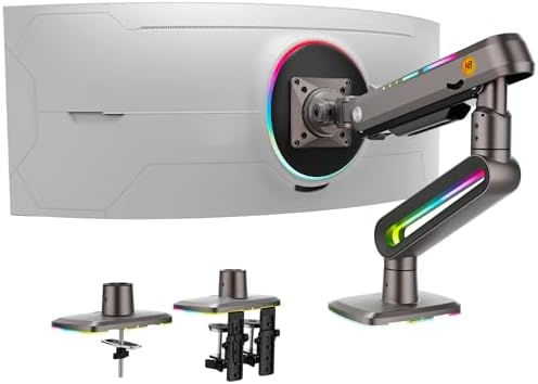 NB ERGONOMIC Gaming Monitor Arm for Flat/Ultrawide/Curved Monitors 32 to 60 inch, Heavy Duty Monitor Stand Load up to 20 kg, VESA 75/100 mm Mount G70-New (Oliver Green)