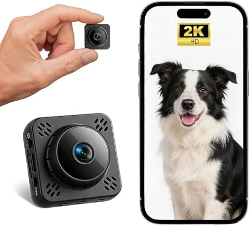 Shibet Hidden Camera, Mini Nanny Cam Wireless with Free Cloud, 2K HD Security Camera WiFi/Offline Recording, Motion Detection & Night Vision for Pet/Baby Monitor with Magnetic Mount