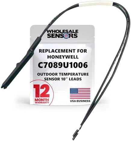 Replacement Honeywell C7089U1006 Outdoor Temperature Sensor with 10" Wire Leads, 12 Month Warranty & USA Support
