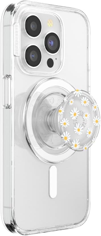 PopSockets Phone Grip for MagSafe, Magnetic Holder, Phone Stand, Daisy - Translucent He Loves Me Not