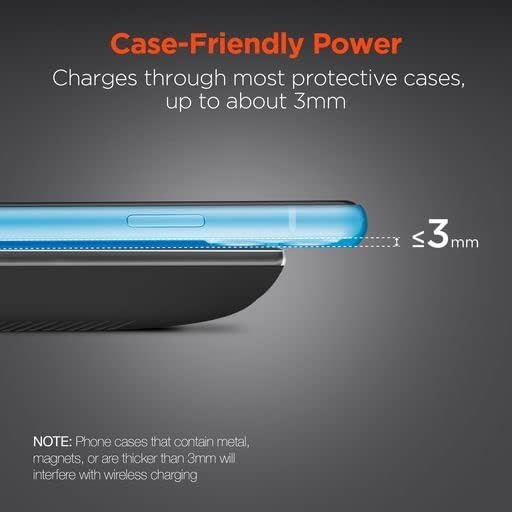 HyperGear ChargePad Pro - 15W Wireless Charging Pad, Wireless Charger for iPhone & Android, Compatible with Qi Enabled Phones & Devices, Includes Wall Adapter & USB-C Cable, Black